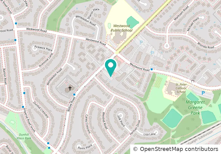 Map showing Westwood Physiotherapy at 530 Willow Rd, Guelph
